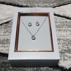 BELIEVE BY BRILLANCE FINE SILVER PLATED GENUINE CRYSTAL NECKLACE & EARRINGS